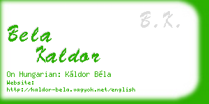 bela kaldor business card